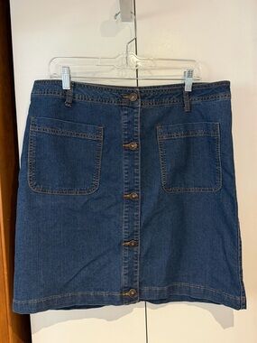 Vintage Baccini Western Button-Front Denim Skirt in Dark Blue - Size 12